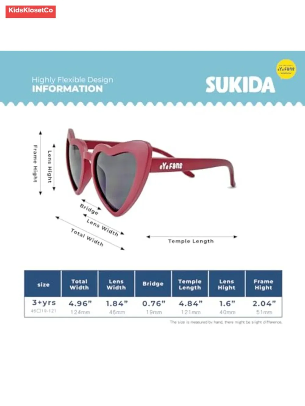 Kids Heart Sunglasses UV400 Protection Bendable TPEE Frame BPA-Free Age 3-10